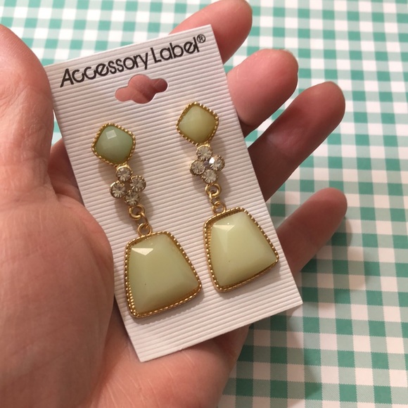 Beautiful NWOT Mint Green & Gold Tone Drop Pierced Earrings! - Picture 5 of 5